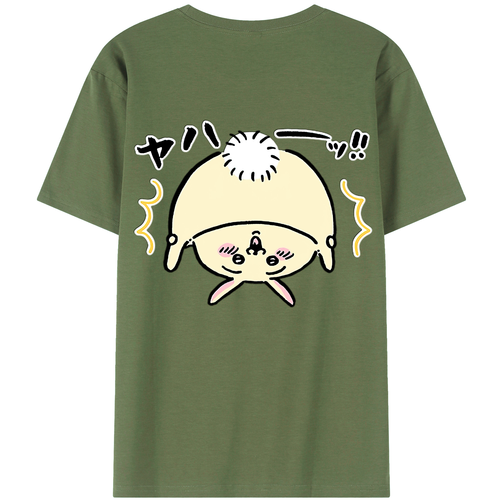 （画像用） ちいかわ うさぎ Chii-kawa usagi 綿100％ メンズ半袖Tシャツ（バックプリント） 通気性